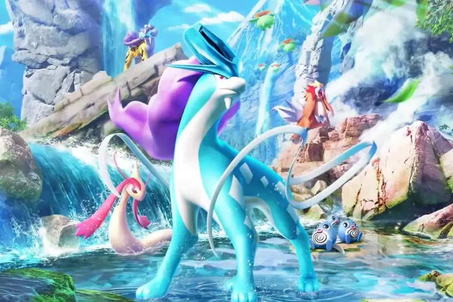 Expansão Secluded Springs do Pokémon TCG Pocket com Raikou, Entei e Suicune